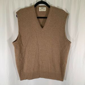Lord Jeff Wool Vest Men's Large Brown Tight Knit Sleeveless Vneck